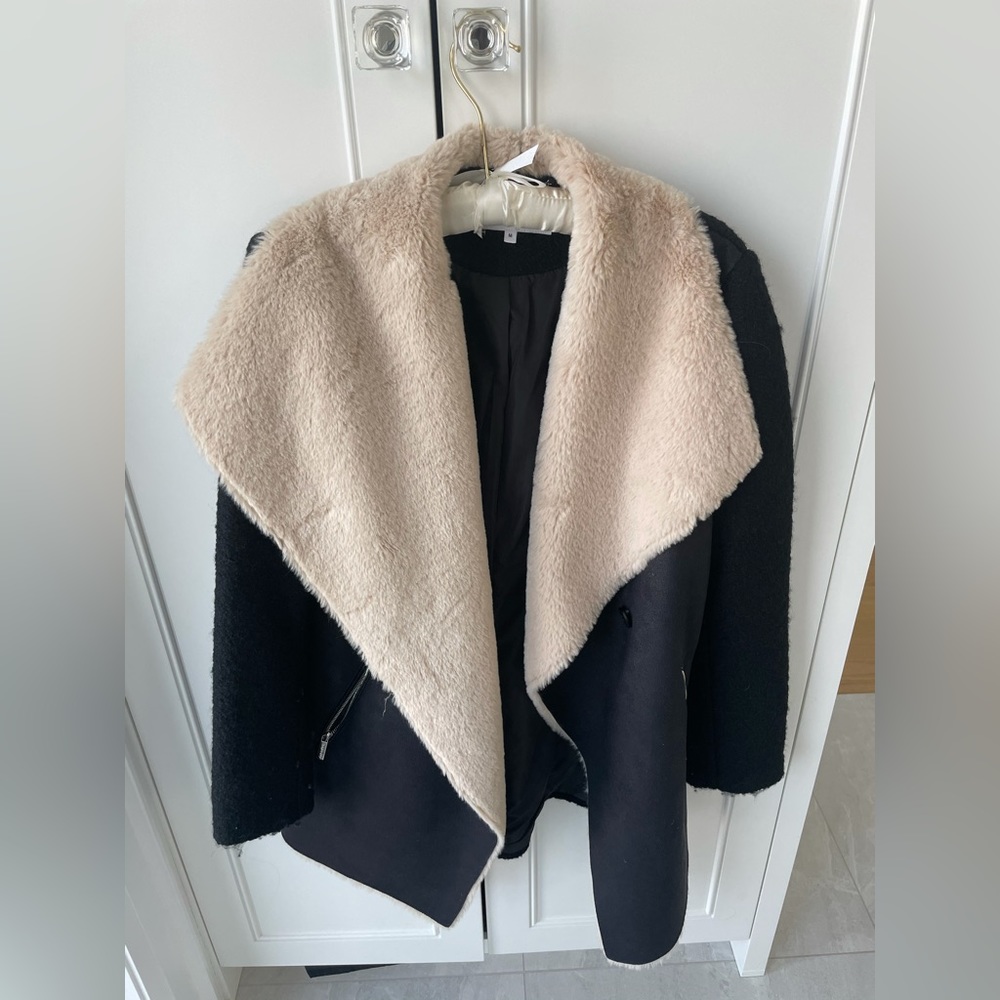 Calvin Klein Shearling and Wool Jacket Coat